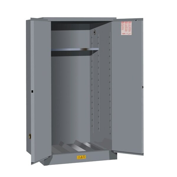 55 gal, 1 Shelves, 18-Gauge CR Steel, 34 in W x 65 in H x 34 in D, Gray